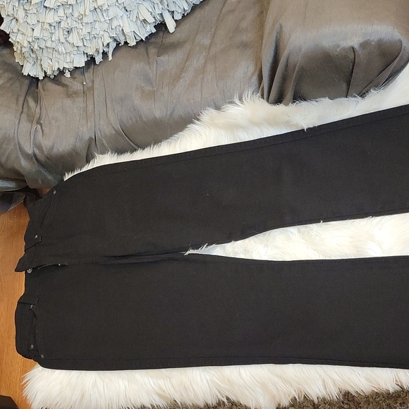 7 For All Man Kind Slim Illusion High Waist All In Luxe Black Jeans - Picture 9 of 14